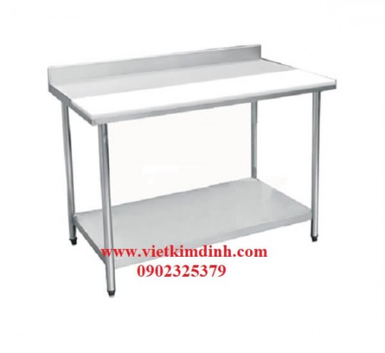 Bàn inox chặt mặt nhựa có kệ